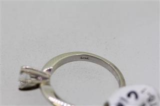 14k White Gold .47ct Round Diamond Solitaire Ring - Size 6 - GIA